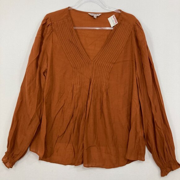 Nanette Lepore Terracotta Pleated Blouse - Picture 1 of 10